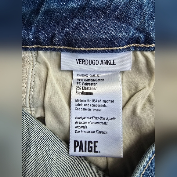 PAIGE Women's Distressed Blue Skinny Jeans - Picture 4 of 8